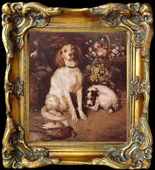 framed  William Strutt Dogs with Flowers and game, Ta045